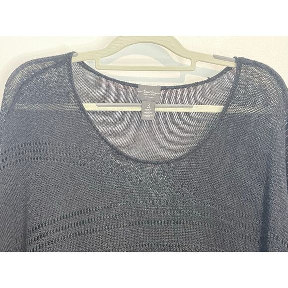 Chico's Blouse XL Black Open Knit Layering Beachy Boho Whimsygoth Swim Cover - Picture 3 of 6